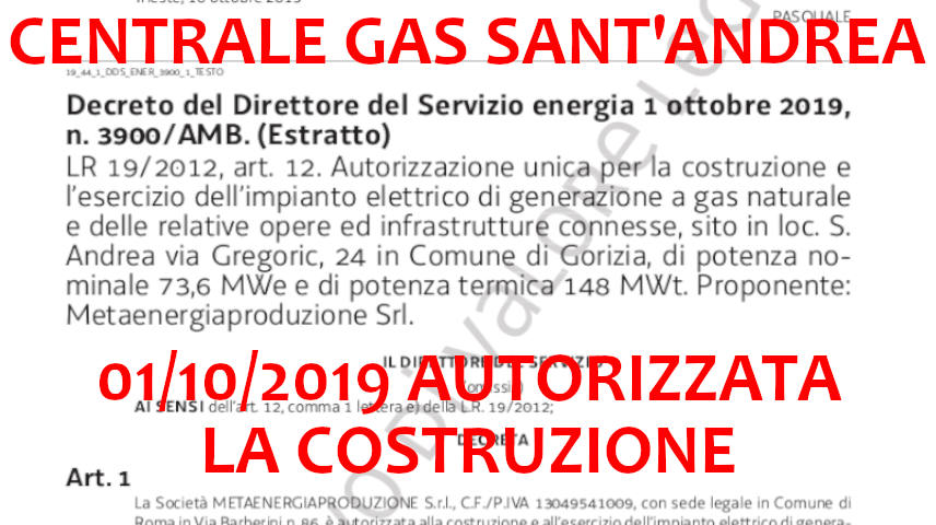 autorizzazione centrale gas gorizia